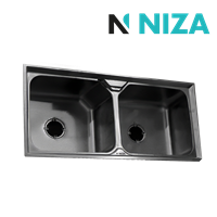 Fregadero 100 x 48 cm 2 Tanque Empotrar Negro Niza
