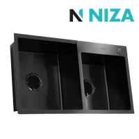 Fregadero 82 x 45 cm 2 Tanque Empotrar Negro Niza