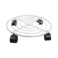 Base Metal Maceta Con Rodines Blanca 30.48 cm