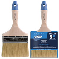Brocha Profesional Mango Madera Cerda Blanca 5" + Color