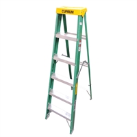 Escalera Tijera Fibra Vidrio 6 Peldaños 175 Kg Cuprum