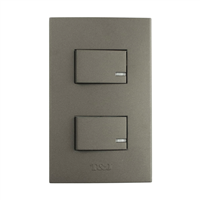 Apagador Doble Con Placa Negro Rojizo T&J Eagle