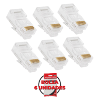 Conector Modular Red Rj45 Cat 5 Miyako 6 unidades