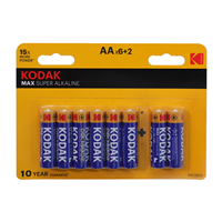 Bateria Alkalina AA 1.5V 8 Unidades Kodak