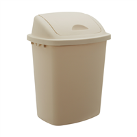 Basurero Plastico Rectangular 40 L Con Tapa De Empuje Beige