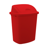 Basurero Plastico Rectangular 40 L Con Tapa De Empuje Rojo