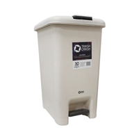 Basurero Plastico Rectangular 30 L Con Tapa/Pedal Beige