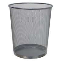 Basurero Malla Metalica Redondo 23 L Plateado