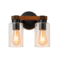Lampara Pared Tipo Madera Doble 2 E27 120 V
